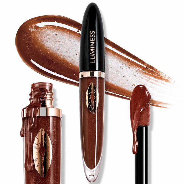 Hot Kiss Brown Sugar Lip Plumper Gloss by Luminess Cosmetics with moisturizing formula and glossy finish